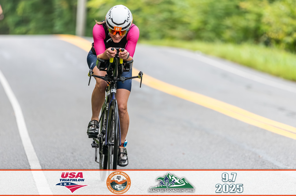 Triathletes racing on the Sussex County bike course